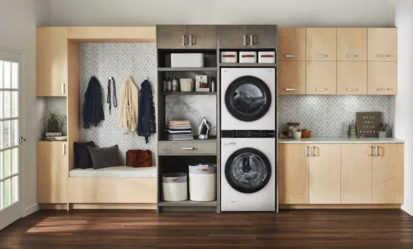 The LG WKEX200HWA WashTower in a laundry room